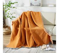 Chenille LANGO Manta con TASELLES, Todos LOS LANGES COMBA COZADOS SEGURADORES para LA Cama Sofa Sofa Cama DE LA Caja del Arma del Arma (Naranja, 180x230cm)