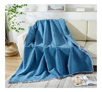 Chenille Lanza MANUNTA con TASELLES, Todos LOS LANGES COMBA COZADOS SEGURADORES para LA Cama Sofa Sofa Cama DE LA Caja del Arma (Azul, 180X340CM)