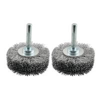 CHENJIN 2 mini cabezales de pulido de acero inoxidable de 19 x 50 mm, cepillo de rueda de alambre para fijación de taladro, piezas móviles de coche, pulido de nailon, preparación de superficies para