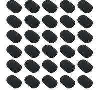 CHENJIN 30 mini fundas protectoras para micrófono, auriculares Lavalier, cubierta de espuma, antirocío, para juegos, teléfono, manos libres, auriculares de aerolínea, color negro