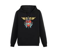 CHENKANG Sudadera con capucha Jovi de manga larga con logotipo de Bon Band para hombre, talla M, color negro, Negro, M