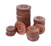 Chenkou Craft 20 botones redondos de madera de tamaño grande de 60 mm, color marrón, 4 agujeros, botón de costura para manualidades