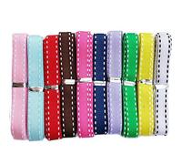 chenkou Craft 20Yards 3/8 "(10 mm) groguén con borde de color blanco doble líneas 10 colores surtidos Bulk Lots Mix Craft Clips de lazo regalo embalaje