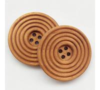 Chenkou Craft 30 botones redondos de madera marrón de 40 mm, 4 agujeros, botón de costura para manualidades