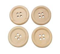 Chenkou Craft - Botones redondos de madera natural de 25 mm, 40 unidades, 4 agujeros, botones de costura, 25 mm