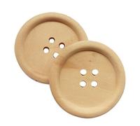 Chenkou Craft - Botones redondos de madera natural de 40 mm, 30 unidades, 4 agujeros, botones de costura, marrón, 40 mm.