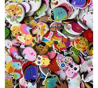 Chenkou Craft Surtido de 100 botones de madera de varios tamaños, colores, botones de costura para manualidades