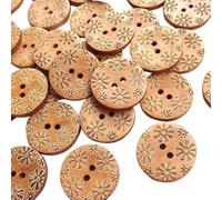 Chenkou Crfat New Mix - 50 botones de madera para coser (25 mm), color marrón