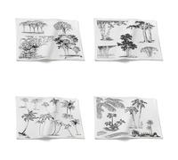 Chenlane 4 manteles individuales rectangulares tejidos de tela acolchada para mesa, lavables, bosquejos, plantas, Tyke, debajo de platos, 21 x 32 cm (4 unidades)
