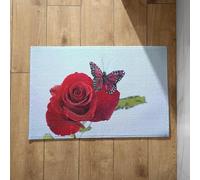 Chenlane Felpudo largo con pie de tierra con diseño de mariposa del Reino Unido, para entrada de casa, baño muy pequeño, 40 x 60 cm
