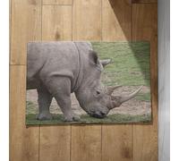 Chenlane Felpudo pequeño enrollable para baño, diseño de rinoceronte, patio, casa, 40 x 60 cm