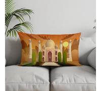 Chenlane Funda de almohada de seda con cremallera, tamaño estándar, fundas de cojín para sofá al aire libre, impermeables, rectangulares, castillo de cuento de hadas, patrón de personalización