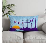 Chenlane - Funda de cojín de yute de sofá, repelente al agua, rectangular, diseño de dibujos animados, impermeable, funda de almohada con cremallera, tejido grueso de alta gama, 40 x 60 cm