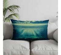 Chenlane Fundas de almohada de seda para sofá, cojín de patio, impermeable, rectangular, océano submarino, algodón, 1 pieza, personalización privada, 30 x 50 cm