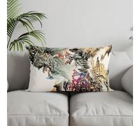 Chenlane Fundas de almohada de seda rústicas para sala de estar, rectangular, pintura china Feng Shui, sofá moderno, indio, brillante, liso, grueso, 40 x 60 cm
