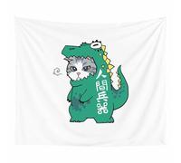 Chenlane Tapices divertidos tapices de pared para dormitorio, dibujos animados, cocodrilo, gato, indie, estético, hombre, verde, decoración colgante, 130 x 150 cm