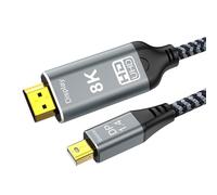 CHENLENIC Cable Mini DisplayPort a HDMI, 6 pies 8K @60Hz 4K @120Hz unidireccional Mini DP1.4 a HDMI, Thunderbolt 1 y 2, compatible con MacBook iMac Surface Dell XPS Laptop Surface Pro PC 2009-2025