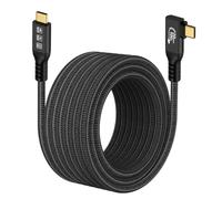 CHENLENIC Cable USB C 3.2 Gen 2 de 16.5 pies, 20 Gbps, 5 m, 90 grados, tipo C, 4K a 60 Hz, UHD Video 5A/240W PD3.0, cable de carga rápida con marcador electrónico compatible con monitor Thunderbolt