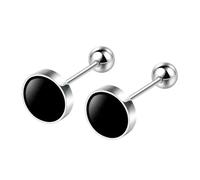 CHENMJJ 925 Sterling Silver Black Heart Star Round Small Stud Earrings for Women Luxury Jewelry