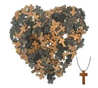 CHENNAN 200 piezas Colgantes Cruz De Madera Mini cruz de madera cuentas espaciadoras de cruz para recuerdos de fiesta para hacer collares, pulseras, aretes, joyas, manualidades Colgantes de Cruz