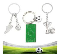 CHENNAN 3 Piezas Llavero Fútbol Personalizado, Llavero Bota de Fútbol, Llaveros Campo de Fútbol, Llavero Trofeo para Colgar del Llavero del Coche, Regalo para Aficionados al Fútbol (Plateado)