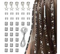 CHENNAN 36 Piezas Bobina Joyería El Cabello Anillos, Accesorios de Bisutería DIY Braid, Metal Accesorio Para El Cabello Dreadlocks De Pelo, Trenzas Dreadlocks Accesorios Para Hombres y Mujeres (Plata)