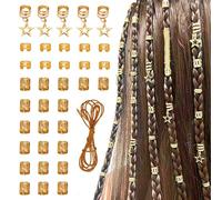 CHENNAN 36 Piezas Bobina Joyería El Cabello Anillos, Accesorios de Bisutería DIY Braid, Metal Accesorio Para El Cabello Dreadlocks De Pelo, Trenzas Dreadlocks Accesorios Para Hombres y Mujeres (Oro)