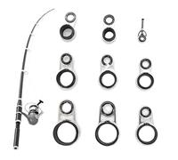 CHENNAN 9 Piezas Argollas para cañas de Pescar, Guías de caña de Pescar telescópicas de tamaño Mixto, Anillo Conductor caña de Pesca, Guías telescópicas para cañas de Pescar Juego, 7mm-15mm (Negro)