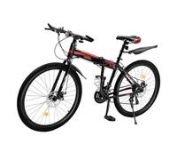 chennnls Bicicleta plegable de 26 pulgadas, bicicleta plegable de 21 velocidades, para adultos, bicicleta de montaña, bicicleta de camping (negro y rojo)