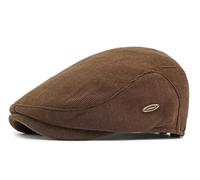 CHENNUO Gorra de ala plana retro para hombre, gorra de cordón, gorra de conductor, modelo Gatsby, gorra Flatcap, gorro de barreño, marrón, 55-59