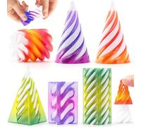 Chennyfun 6 Pcs Cono Imposible,3D Printed Spiral Cone Fidget Toy,Juguete Fidget en Espiral Impreso en 3D,Impossible Pyramid Passthrough Sculpture,Juguetes de Escritorio Antiestrés para Adultos y Niños