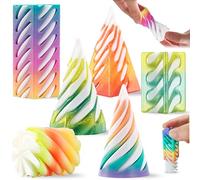 Chennyfun 6 Piezas Cono Imposible Fidget Toy, 3D Printed Spiral Cone Fidget Toy, Impossible Pyramid Passthrough Sculpture Juguetes de Colores, Juguete de Decoración de Escritorio para Niño Adulto