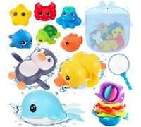 Chennyfun Conjunto Juguetes para Baño, 17 Piezas Baby Bath Toys Incluye Pingüinos, Patos, Ballenas, Pulpos, Estrellas de Mar y Otros Simpáticos Animales para Niños Pequeños de 1, 2, 3, 4, 5, 6 Años