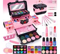 Chennyfun Kit de Maquillaje Niñas, 53 Piezas Kit de Maquillaje para Niñas Lavable, Juego de Maquillaje Seguro y No Tóxico, Cosméticos Lavables, Regalo de cumpleaños y Navidad para niñas de 4-8
