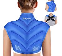 Chenove Bolsa de hielo para hombros, espalda superior con correa, cuello y hombro, bolsa de hielo de gel reutilizable con terapia de compresión en frío, dolor (azul)