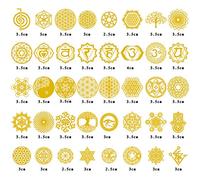 chenpaif Orgonite Stickers, 40Pcs Sagrado Redondo Geométrico Copper Orgonite Sticker Flower Life Tree DIY Torre de energía Material de la pirámide Resina epoxi Craft