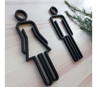 CHENRUN Letrero de WC Decoración de baño rústico, Letrero de Puerta de baño Letrero de baño Letrero de baño Letrero de baño para Hombre y Mujer(Black)