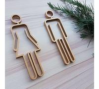 CHENRUN Letrero de WC Decoración de baño rústico, Letrero de Puerta de baño Letrero de baño Letrero de baño Letrero de baño para Hombre y Mujer(Gold)