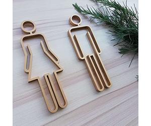 CHENRUN Letrero de WC Decoración de baño rústico, Letrero de Puerta de baño Letrero de baño Letrero de baño Letrero de baño para Hombre y Mujer(Gold)