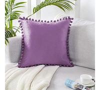 Chenso Juego de 1 Fundas de Cojines Fundas de Almohada Decorativas de Terciopelo para el hogar con Bola Color sólido para sofás de Cama Sala de Estar Dormitorio Sala de Estudio Jardín-40x40cm_Morado