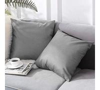 Chenso Juego de 2 Fundas de cojín de Cuero Funda de cojín decoración sofá para Sala de Estar Dormitorio Coche suave-40 x 40 cm_Gris_