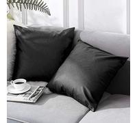 Chenso Juego de 2 Fundas de cojín de Cuero Funda de cojín decoración sofá para Sala de Estar Dormitorio Coche suave-40 x 40 cm_Negro_