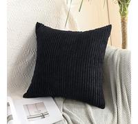 Chenso Juego de 2 Fundas de cojín de Pana Decorativas para sofá, Funda de Almohada Decorativa Suave para el hogar, Sala de Estar, Dormitorio, Cama, oficina-40 * 40 CM, 1 Pieza_C -Negro_Negro