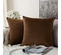 Chenso Juego de 2 Fundas de cojín de Terciopelo Decorativas Protectores decoración sofá Funda de Almohada decoración súper Suave para el hogar Sala de Estar Dormitorio sofá -Los 45 * 45cm_Castaño_