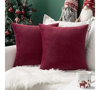 Chenso Juego de 2 Fundas de cojín de Terciopelo Decorativas Protectores decoración sofá Funda de Almohada decoración súper Suave para el hogar Sala de Estar Dormitorio sofá -Los 45 * 45cm_Burdeos_