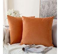 Chenso Juego de 2 Fundas de cojín de Terciopelo Decorativas Protectores decoración sofá Funda de Almohada decoración súper Suave para el hogar Sala de Estar Dormitorio sofá -Los 30 * 30cm_Naranja_