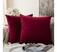 Chenso Juego de 2 Fundas de cojín de Terciopelo Decorativas Protectores decoración sofá Funda de Almohada decoración súper Suave para el hogar Sala de Estar Dormitorio sofá -Los 30 * 30cm_Burdeos_