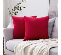 Chenso Juego de 2 Fundas de cojín de Terciopelo Decorativas Protectores decoración sofá Funda de Almohada decoración súper Suave para el hogar Sala de Estar Dormitorio sofá -Los 30 * 30cm_Rojo_