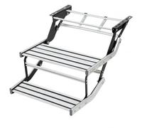 Chensyo Escalón para caravana de 2 peldaños, plegable, de aleación de aluminio, antideslizante, hasta 200 kg, 55 x 88 x 44 cm, ayuda de entrada para caravana, barco, yate