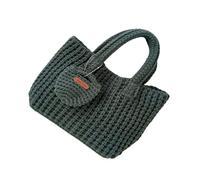 Chenxi Studio Bolsa de ganchillo hecha a mano, de hilo suave, de moda, con asa superior, para viajes casuales y de moda para mujer, verde oscuro, One Size